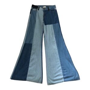 LITZ COLOR BLOCK WIDE FLARE BLUE JEANS SIZE 27